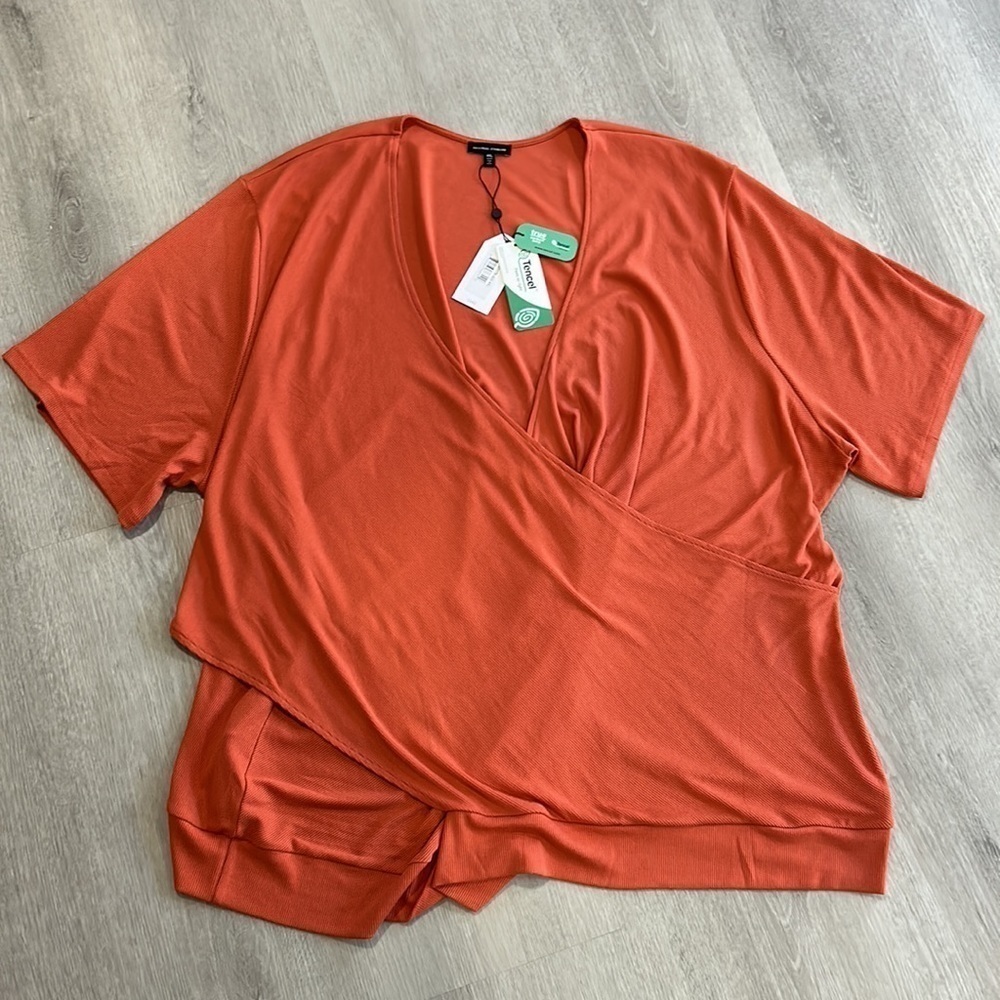 nwt // universal standard ribbed faux wrap top